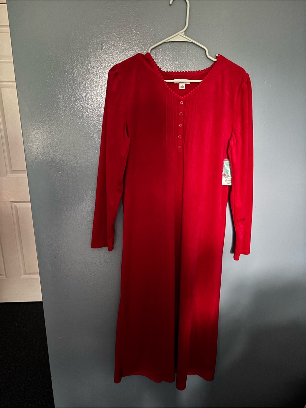 croft & barrow Red Long Sleeve Maxi Nightgown Dress